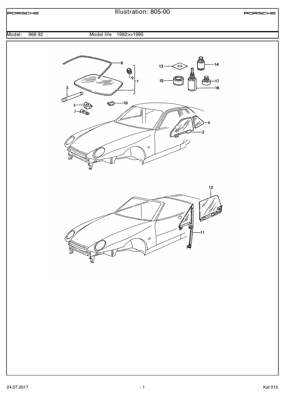Exploded parts diagram — Window glazing