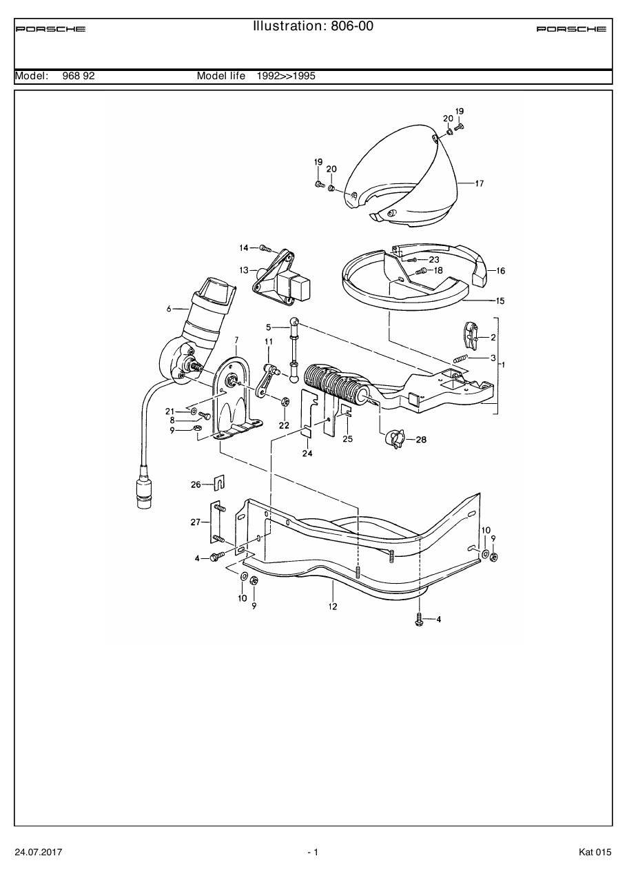 Exploded parts diagram — Pop-up headlight