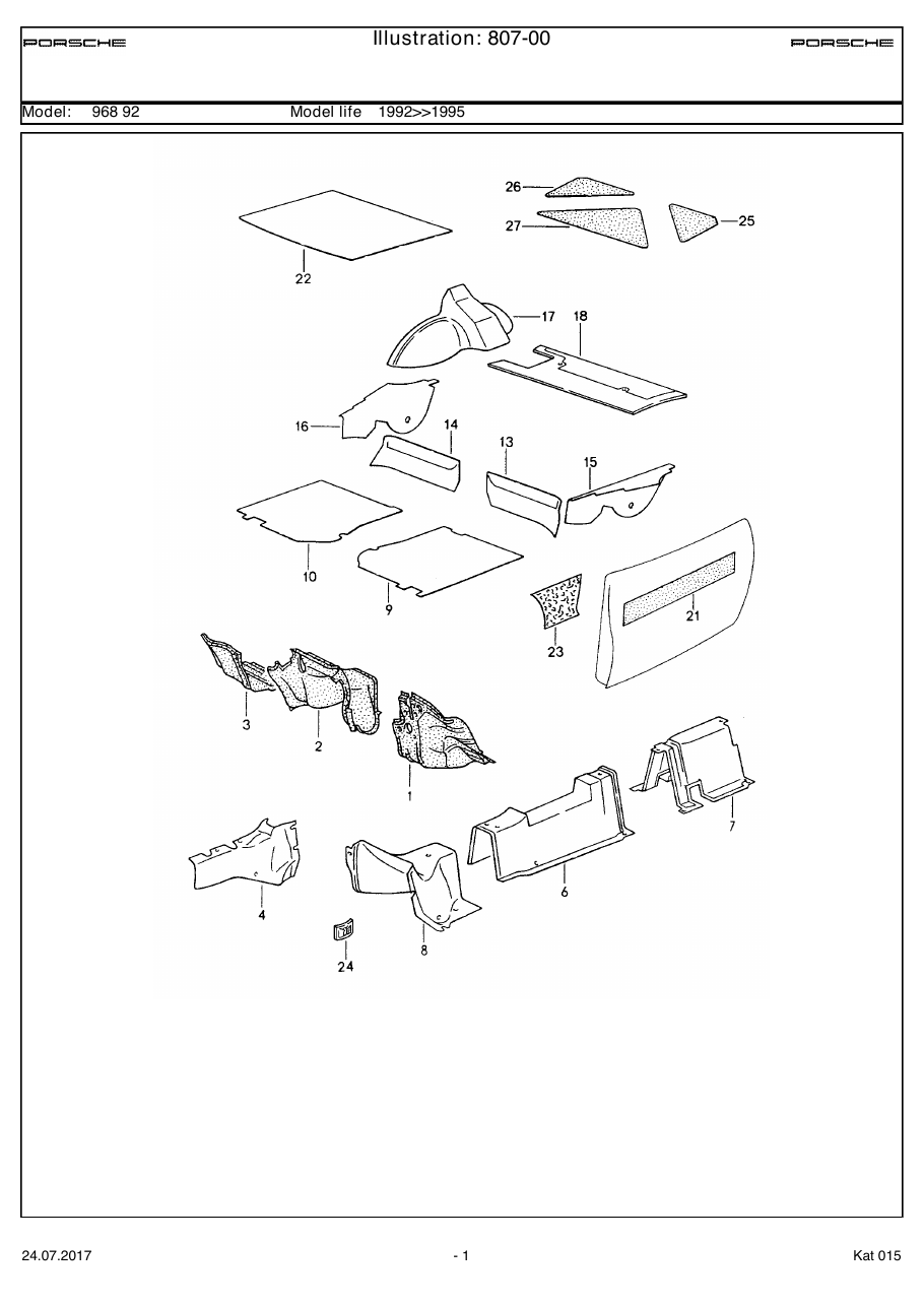 Exploded parts diagram — Sound absorber