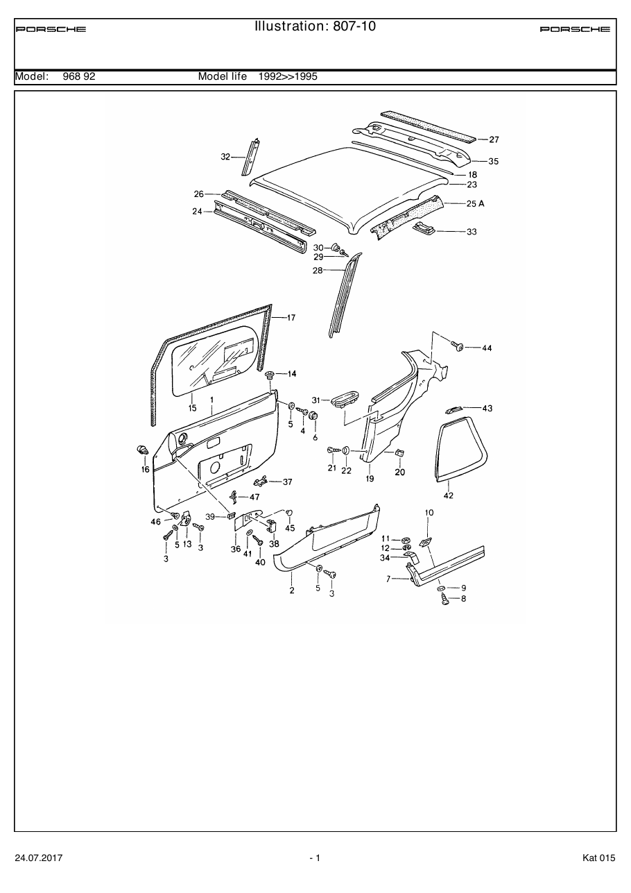 Exploded parts diagram — Door trim panel