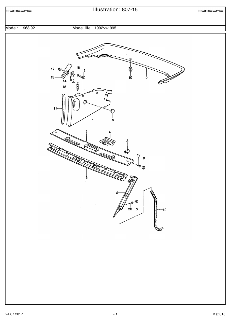 Exploded parts diagram — Linings