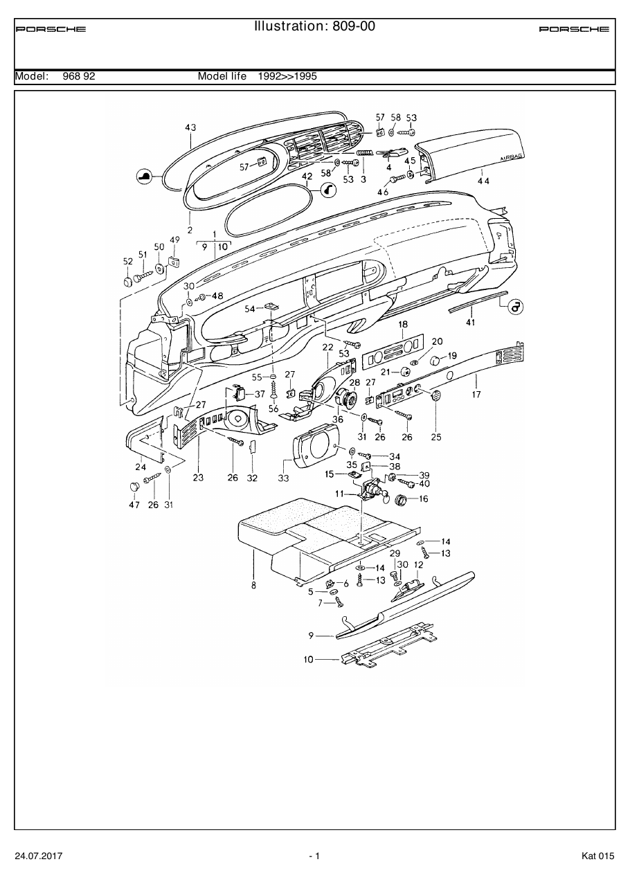 Exploded parts diagram — Dashboard trim