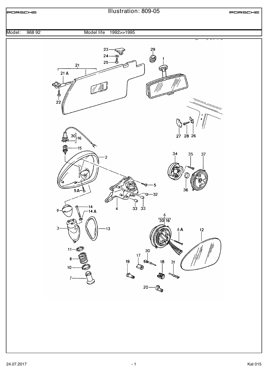 Exploded parts diagram — Interior mirror