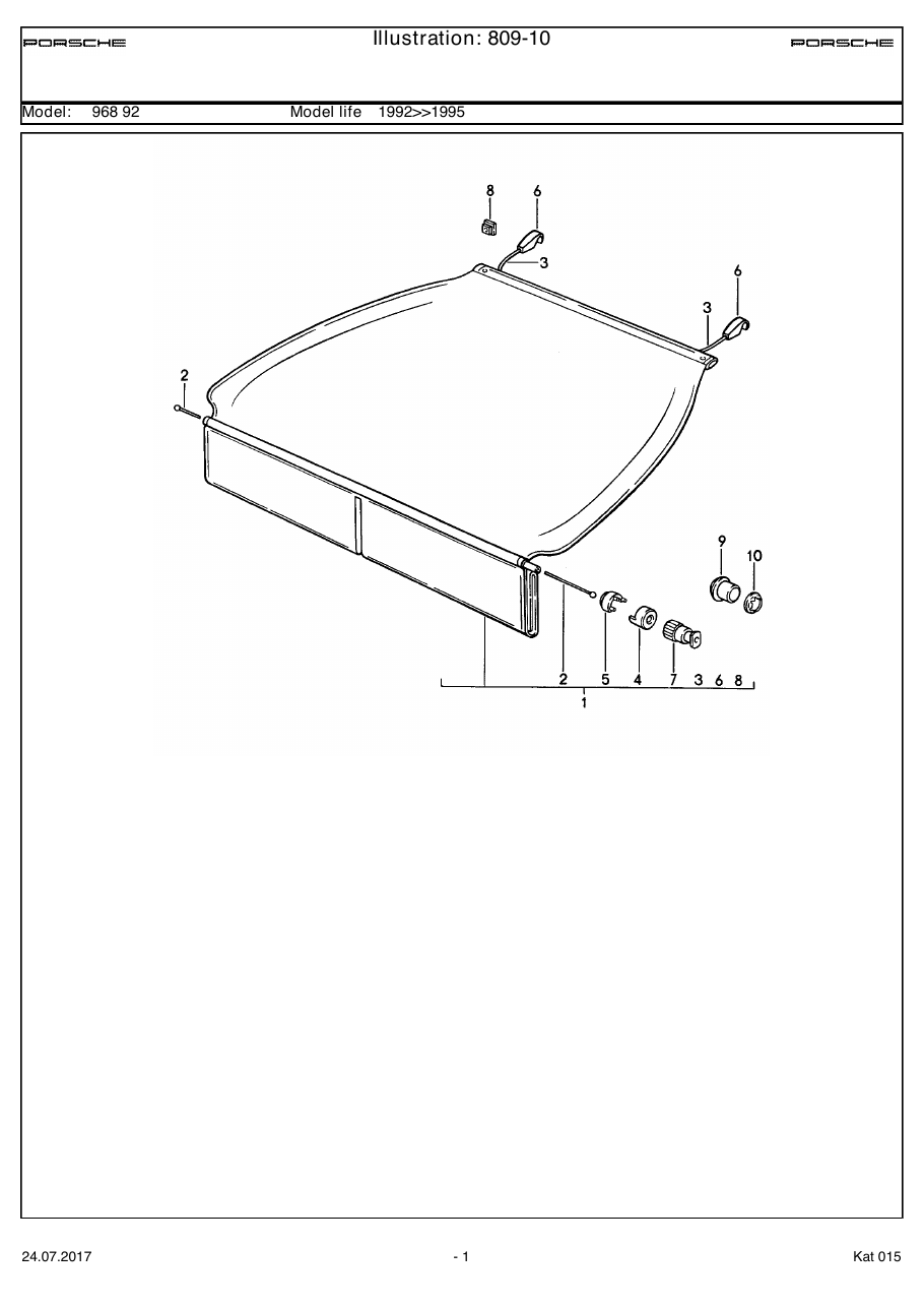 Exploded parts diagram — Luggage compartment cover