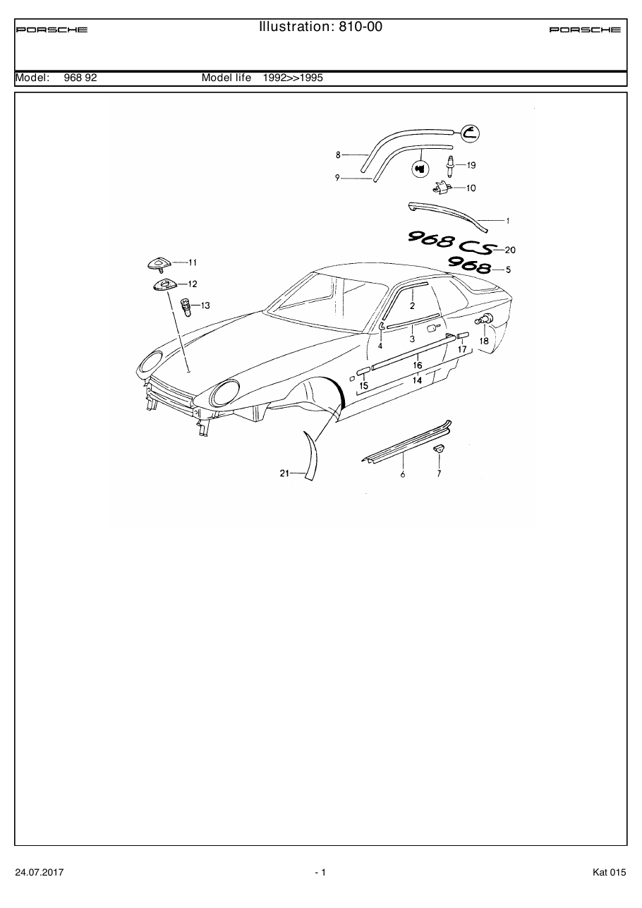Exploded parts diagram — Moulding