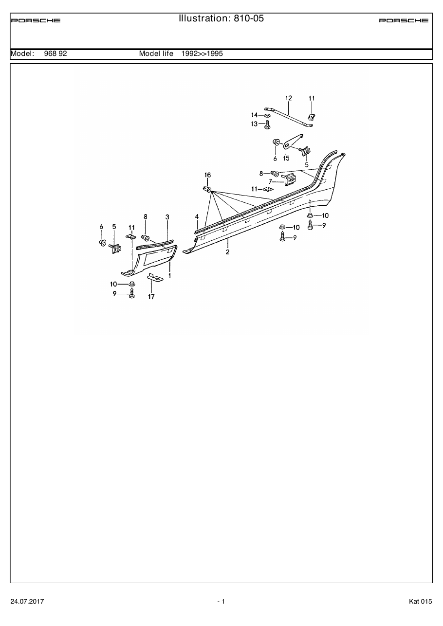 Exploded parts diagram — Sill cover