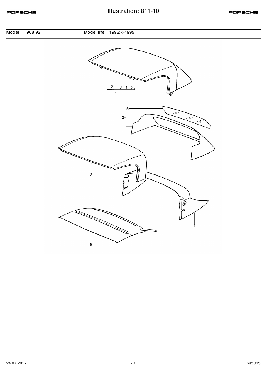 Exploded parts diagram — Convertible top