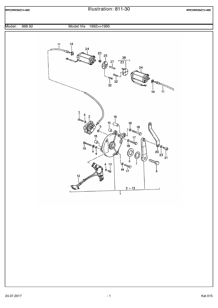 Exploded parts diagram — Convertible top control