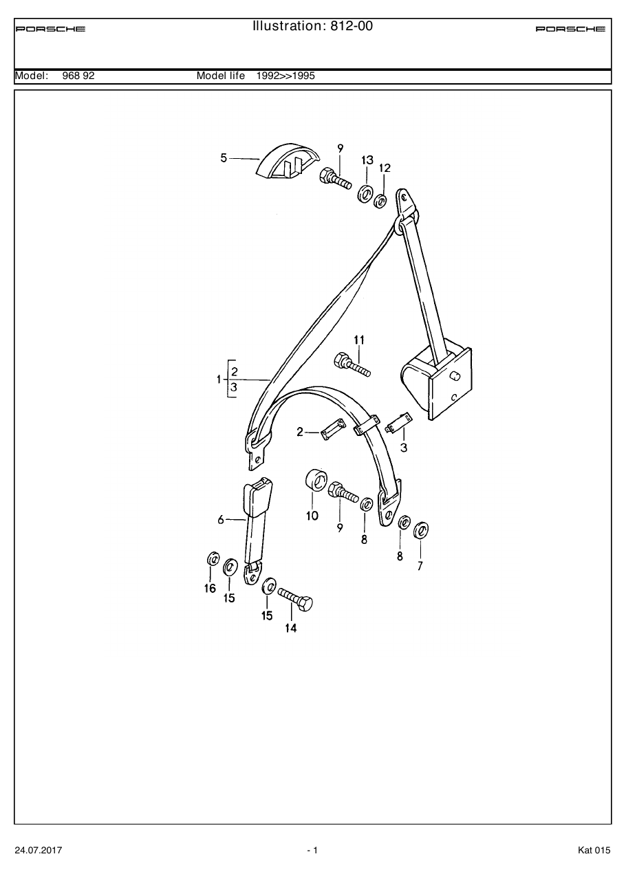 Exploded parts diagram — Seat belt