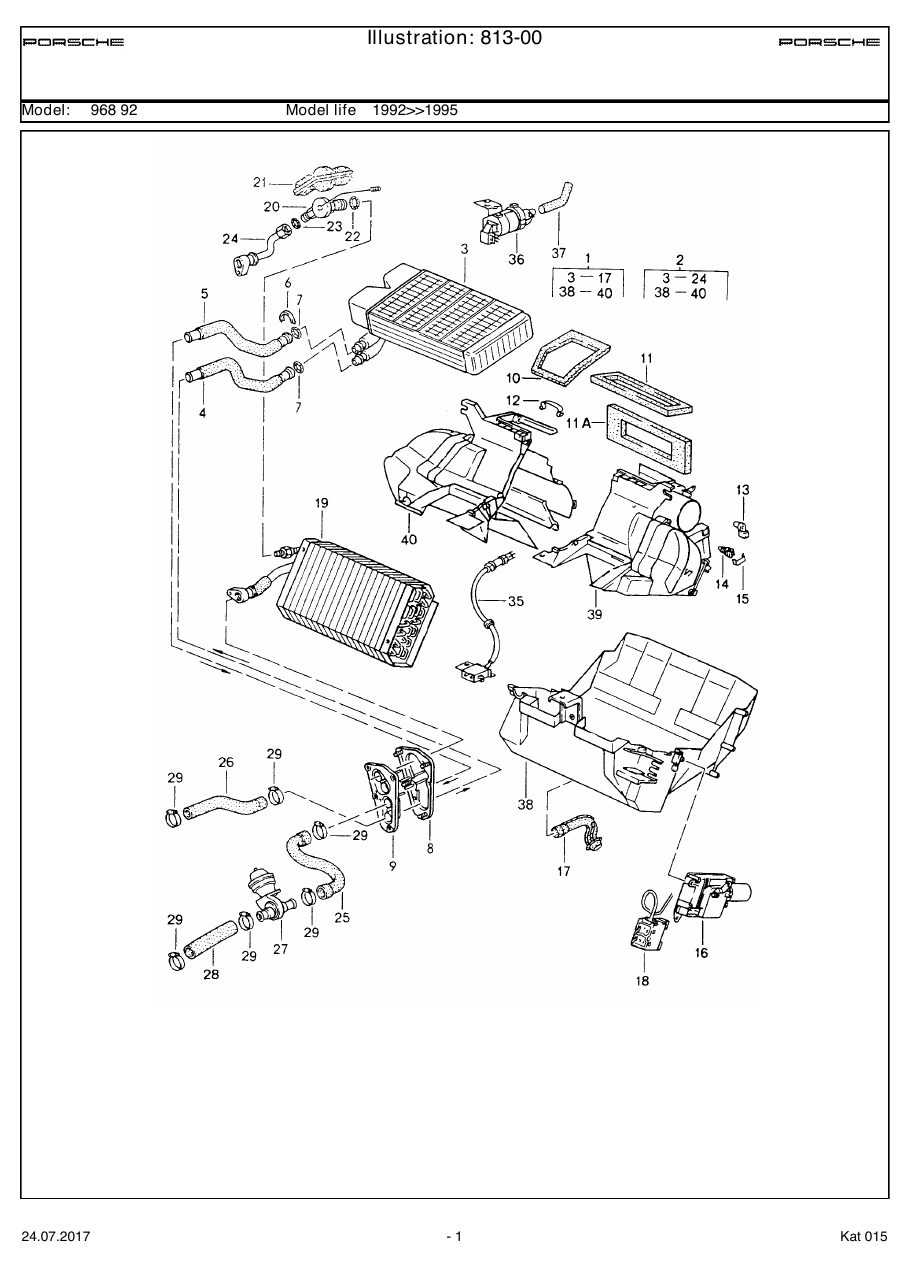 Exploded parts diagram — Heater