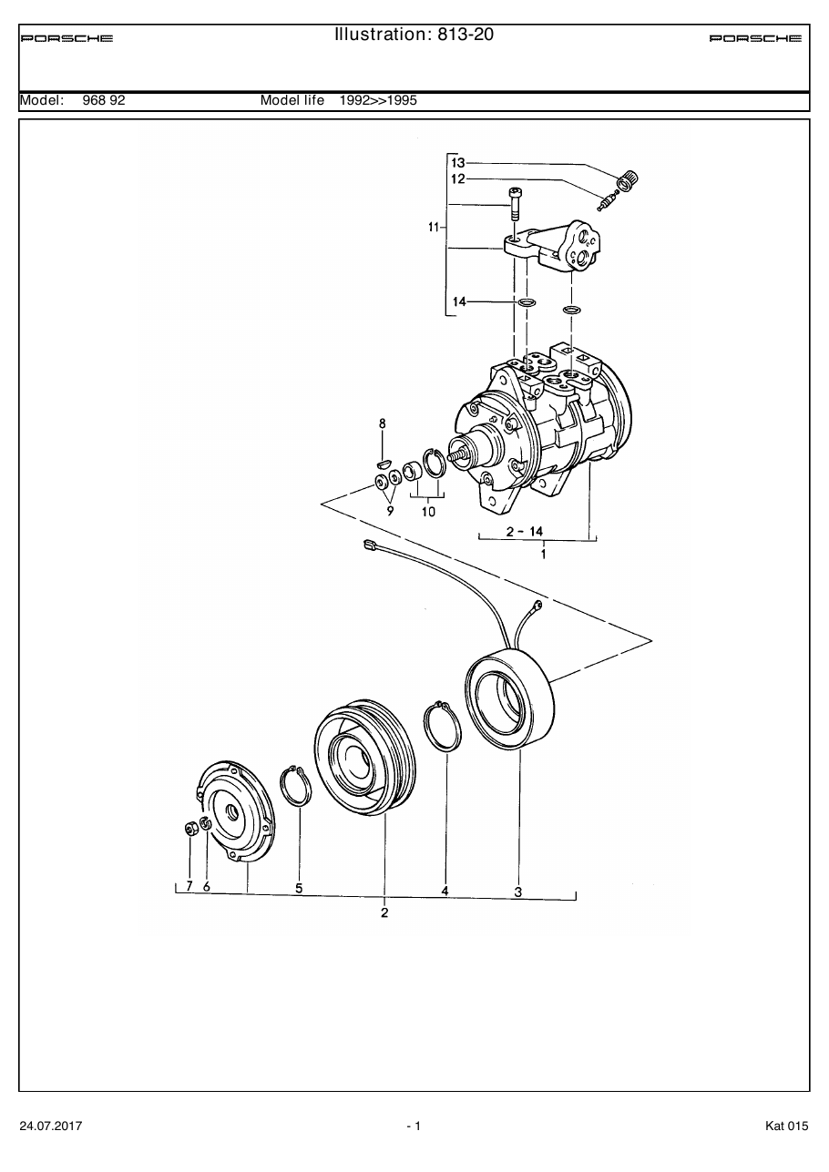 Exploded parts diagram — Compressor