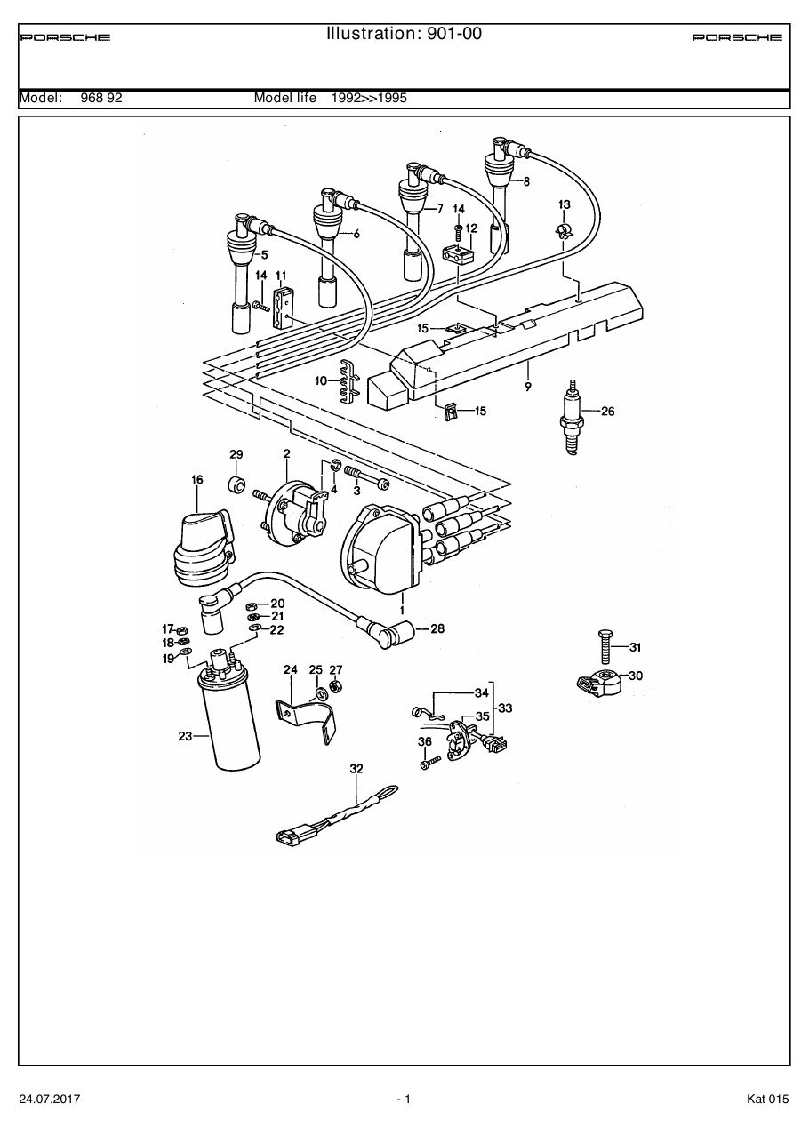 Exploded parts diagram — Engine electrics 1