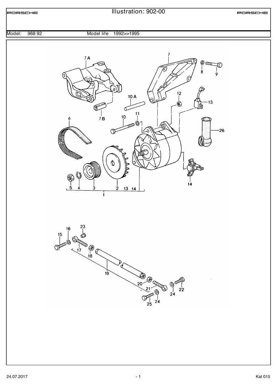 Exploded parts diagram — Generator