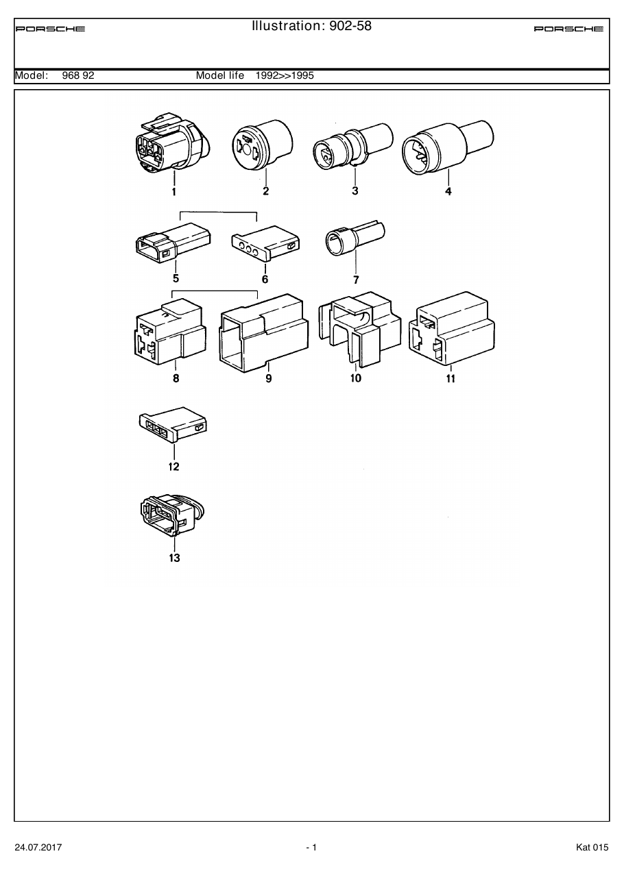 Exploded parts diagram — Connector housing