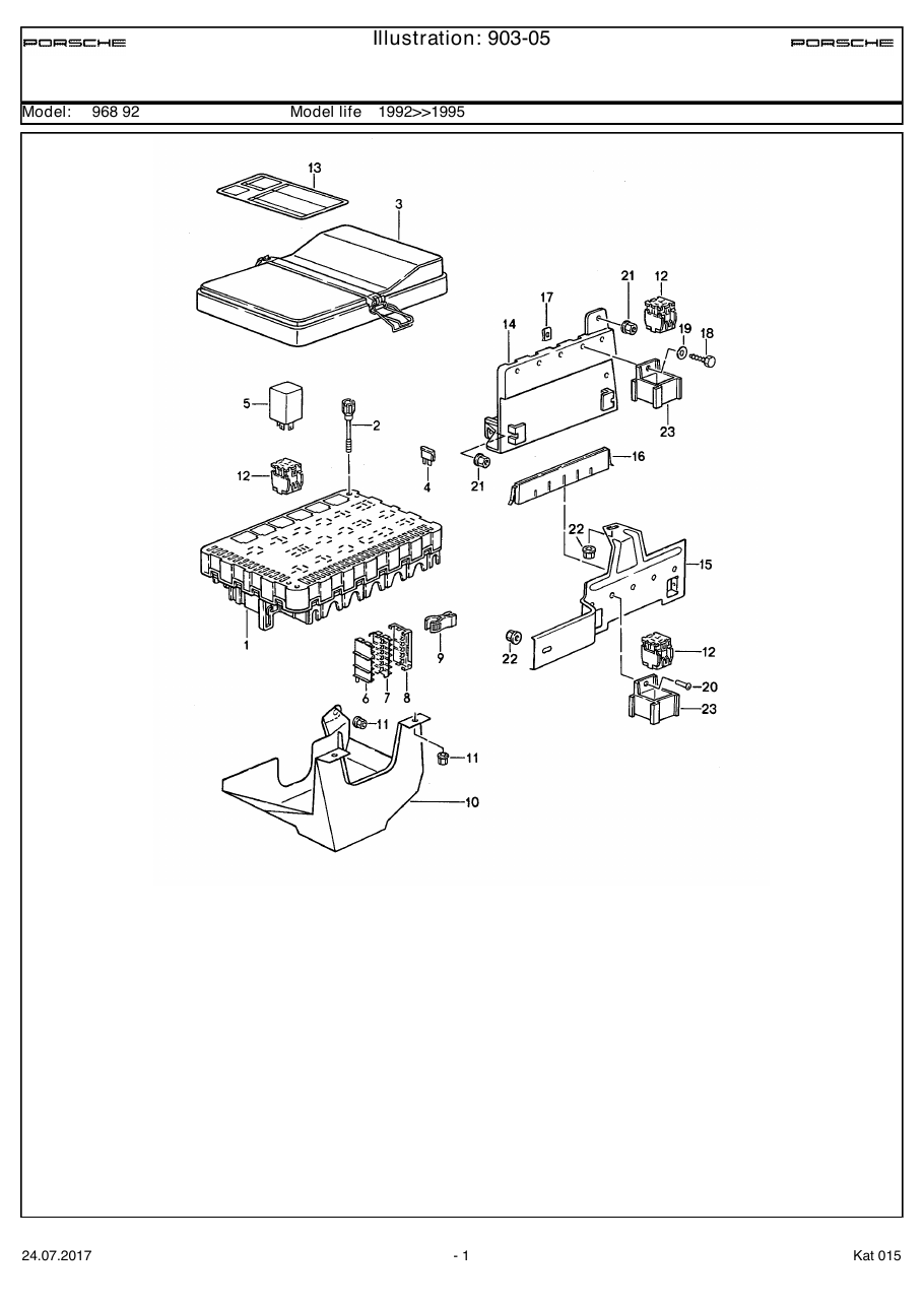 Exploded parts diagram — Central electrical system