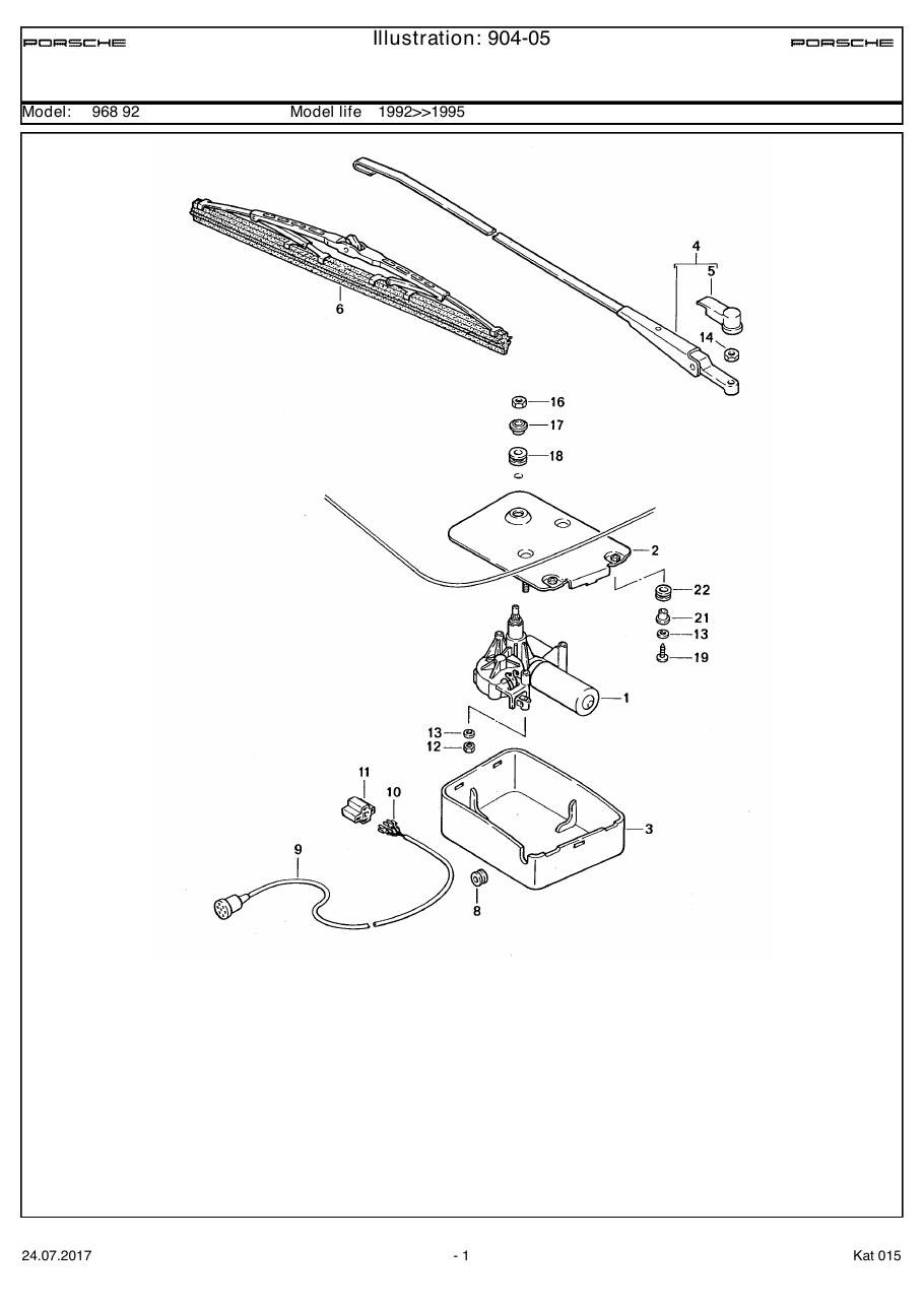 Exploded parts diagram — Rear window wiper