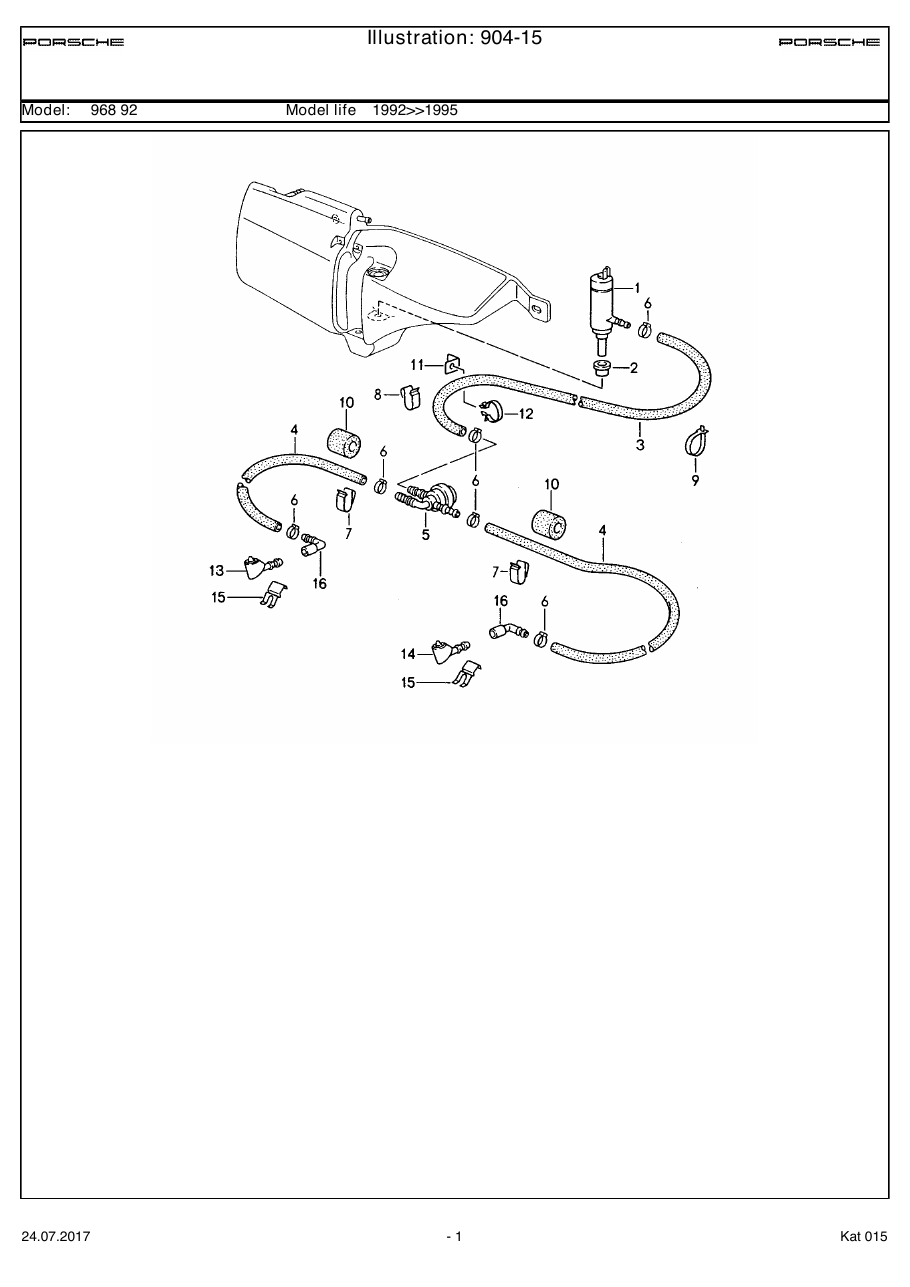 Exploded parts diagram — Headlight washer system