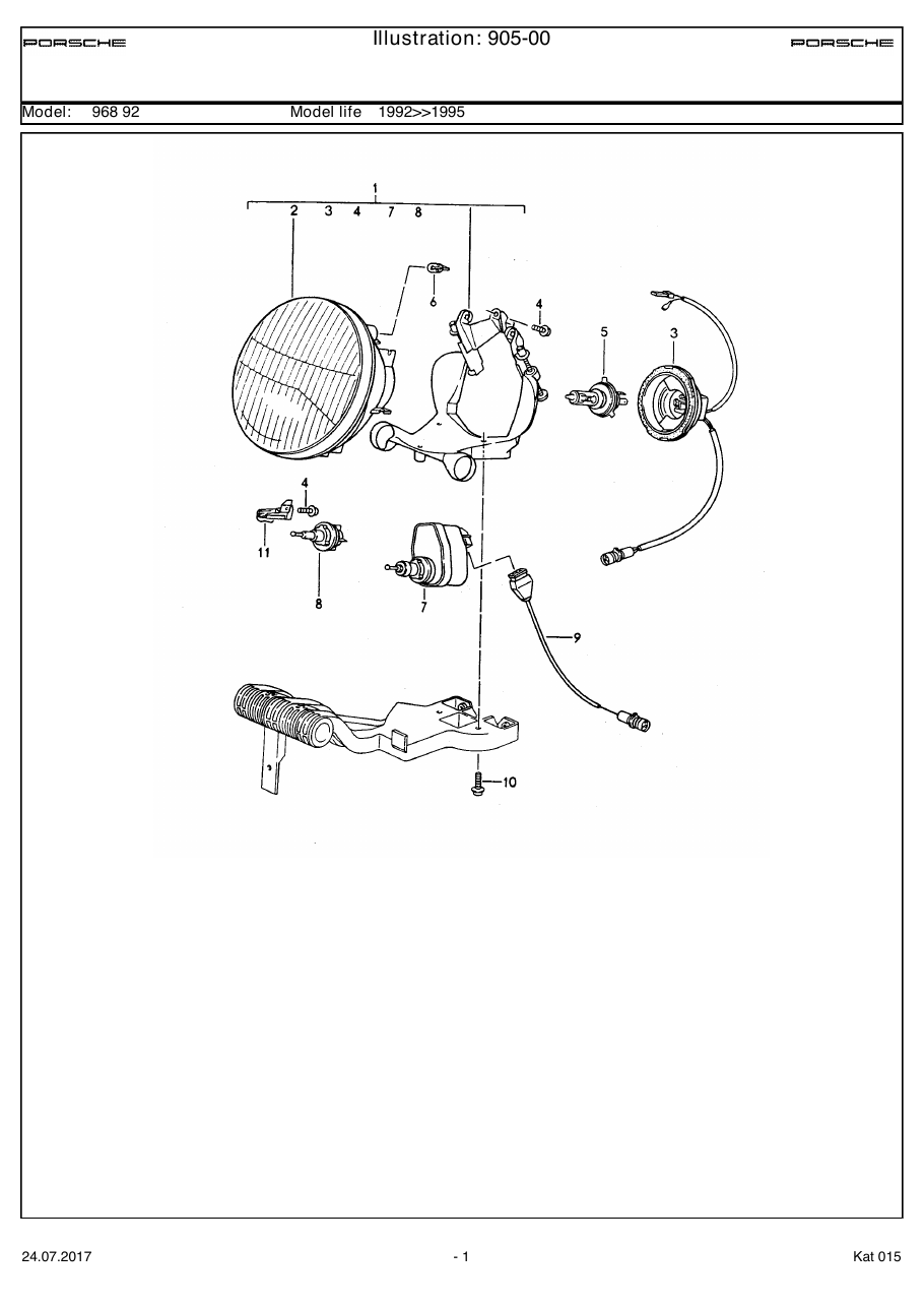 Exploded parts diagram — Headlamp