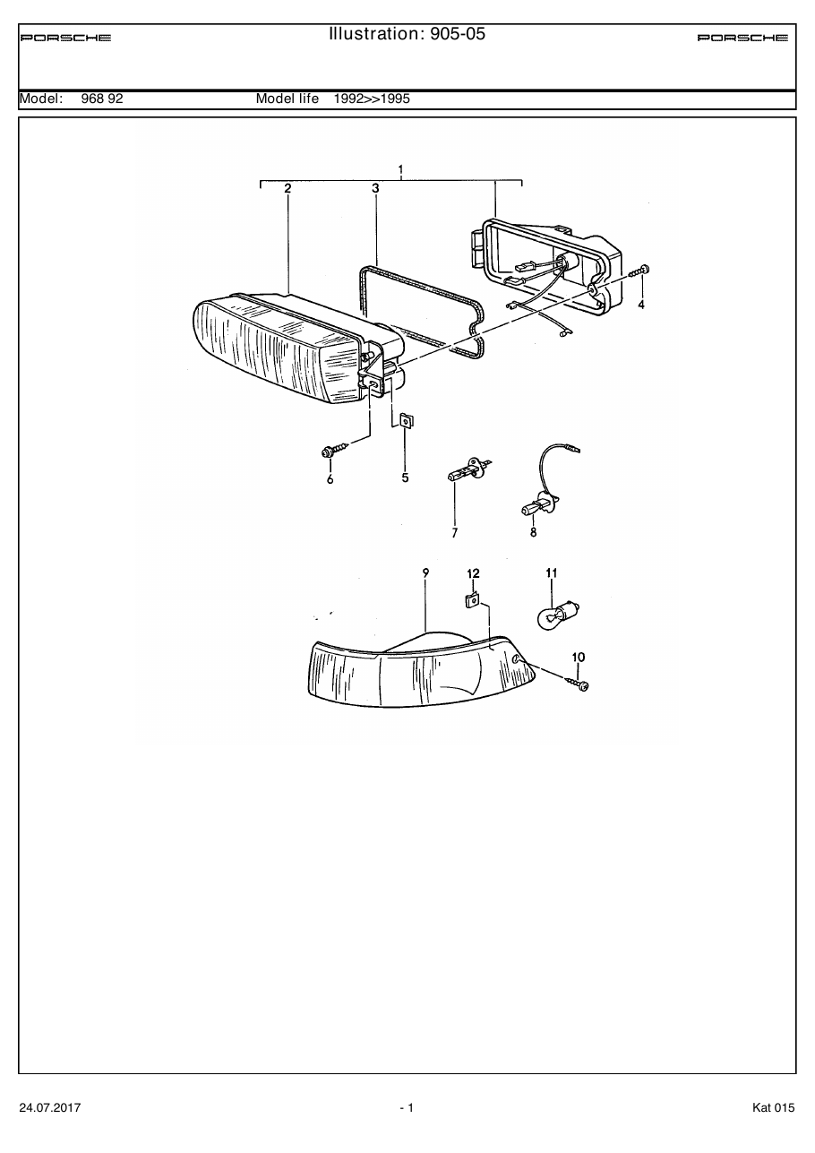 Exploded parts diagram — Additional headlamp