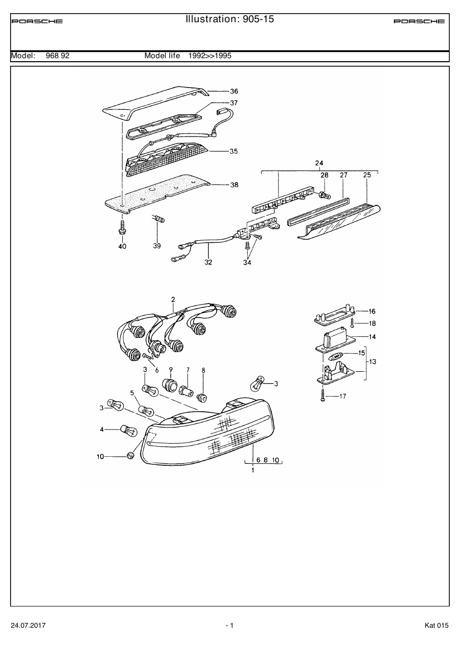 Exploded parts diagram — Rear light