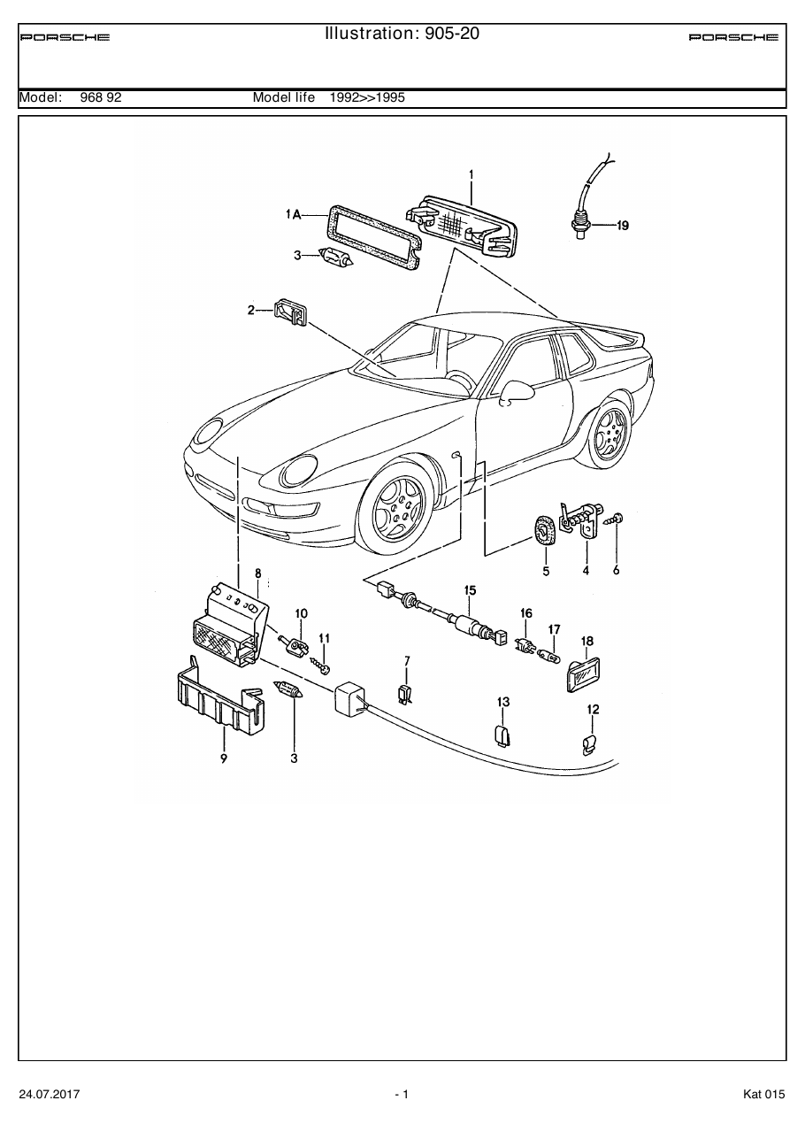 Exploded parts diagram — Interior light