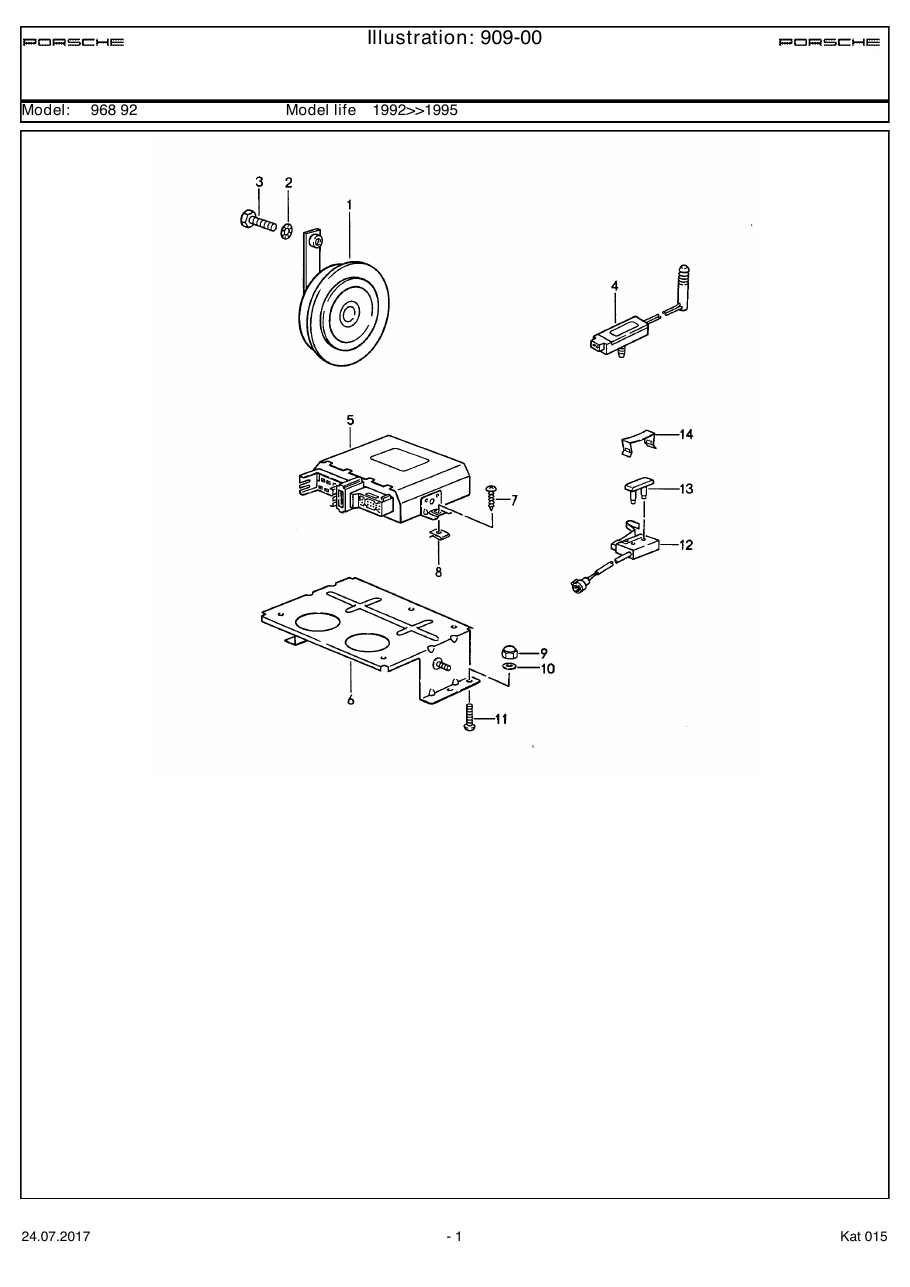 Exploded parts diagram — Alarm system