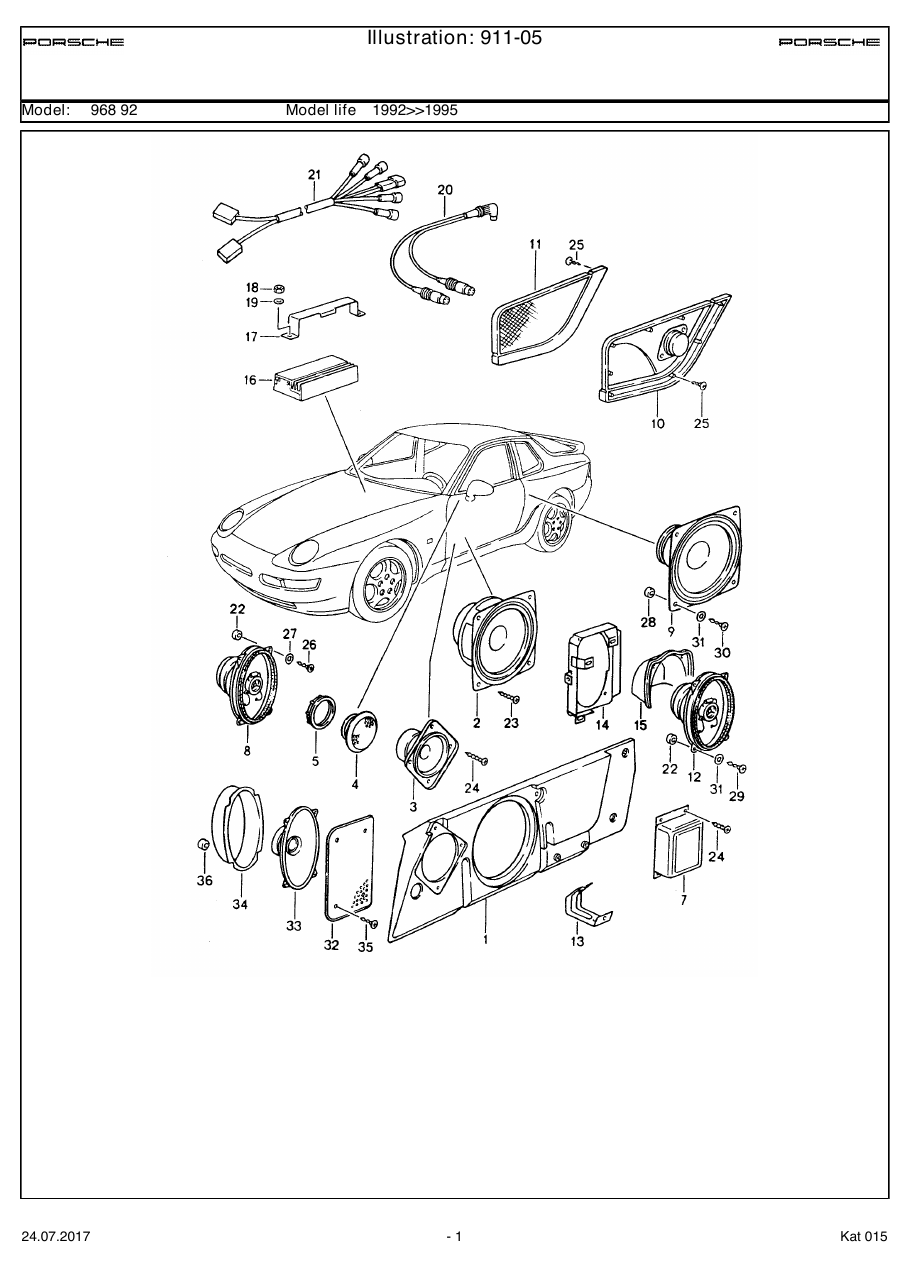 Exploded parts diagram — Loudspeaker