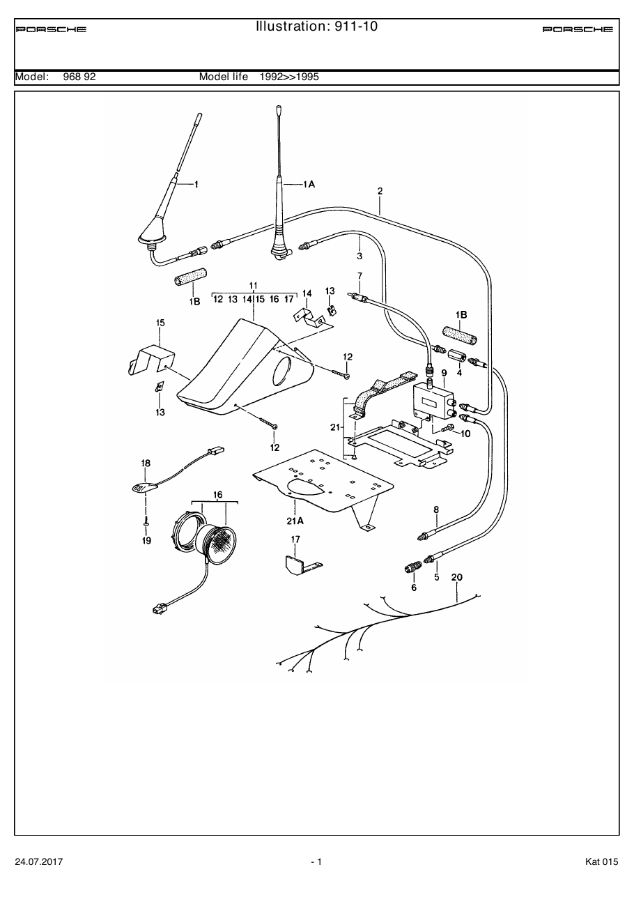 Exploded parts diagram — Preparation for telephone